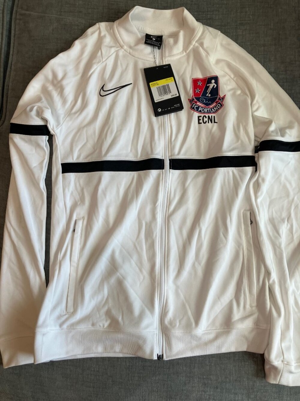 Nike Dri-FIT FC Portland ECNL Track Jacket Women's Small White Full Zip NWT